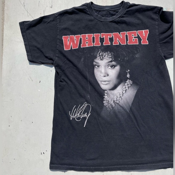 Women's Whitney Houston T-Shirt Black Spell-Out Photo M 90s R&B Icon Y2K - Picture 4 of 11